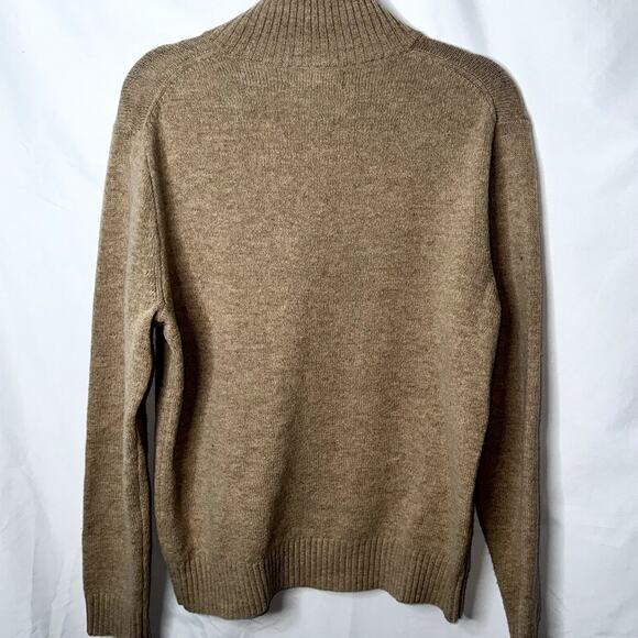 J.Crew Mens Size Medium Brown Lambswool 1/4 Zip Long Sleeve Sweater - Picture 5 of 7